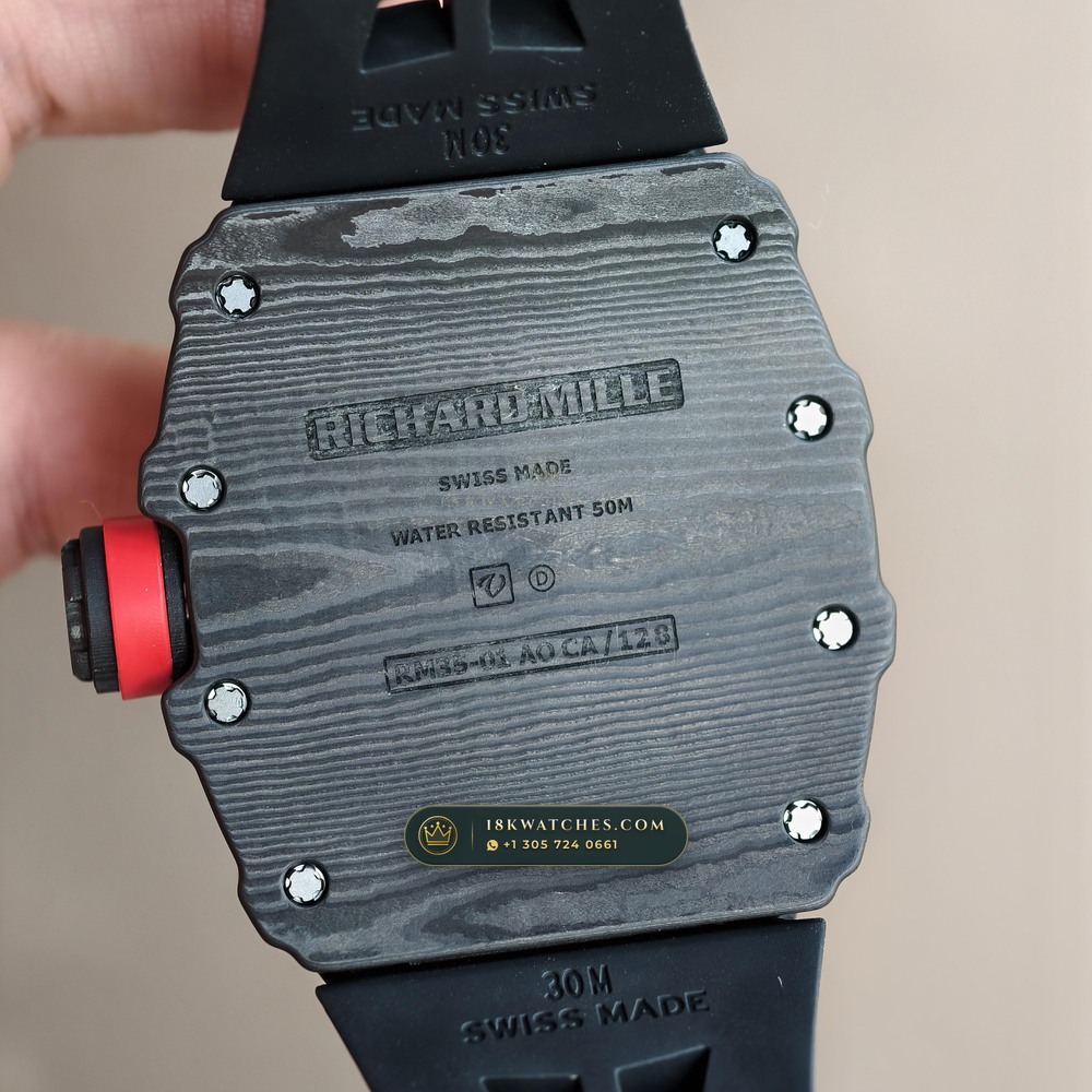 Richard Mille RM 35-01 Rafael Nadal Manual Winding 5-Axis CNC Case — Studio Gallery Plate VI in Carbon TPT & Grade 5 Titanium (50.6g Verified Mass, Richard Mille Cal. RMUL3 Grade 5 Titanium Skeleton)