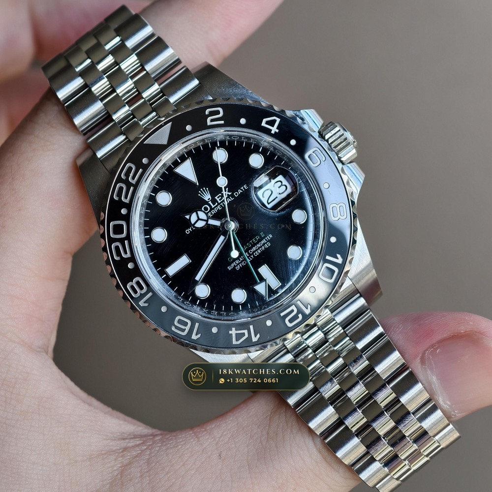 Rolex GMT-Master II Bruce Wayne Grey & Black Cerachrom Ref. 126710GRNR — Studio Gallery Plate II in 904L Stainless Steel Custom Architecture (143.6g Verified Mass, Rolex Manufacture Cal. 3285 - 70h Power Reserve)