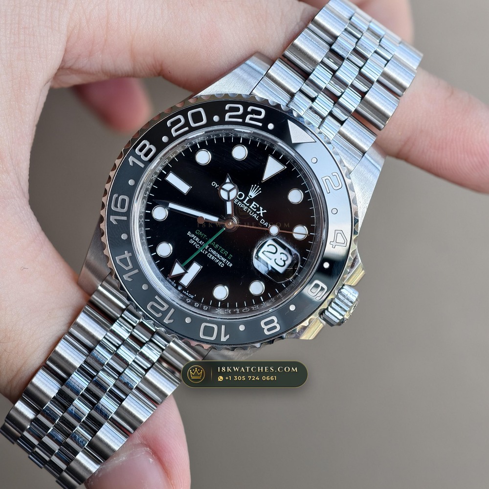Rolex GMT-Master II Bruce Wayne Grey & Black Cerachrom Ref. 126710GRNR — Studio Gallery Plate III in 904L Stainless Steel Custom Architecture (143.6g Verified Mass, Rolex Manufacture Cal. 3285 - 70h Power Reserve)