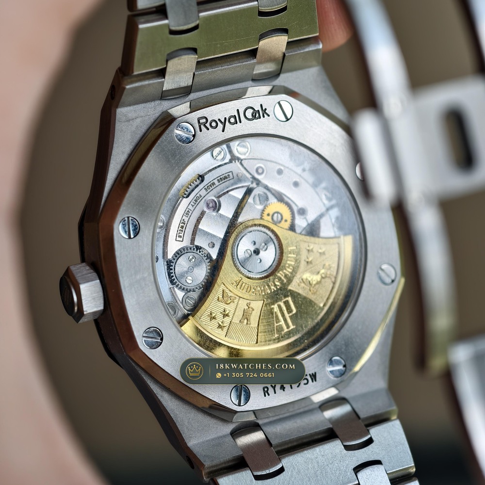 Audemars Piguet Royal Oak Selfwinding 37mm Sunburst Rhodium / Slate Grey Dial Ref. 15450ST — Studio Gallery Plate VII in 904L Stainless Steel Custom Architecture (132.2g Verified Mass, Audemars Piguet Cal. 3120 / Cal. 5900)