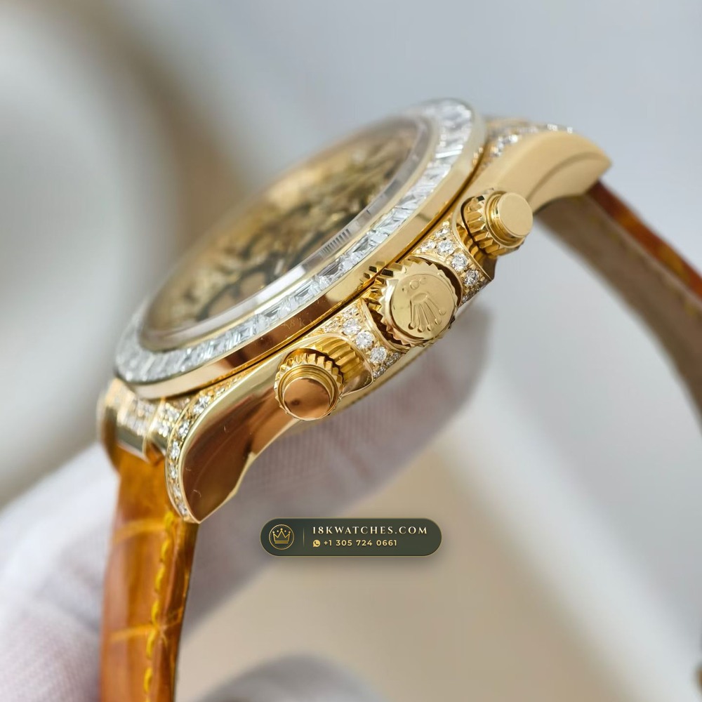 Rolex Cosmograph Daytona Baguette Diamond Edition 18K Yellow Gold Ref. 116588TBR — Studio Gallery Plate V in 18K Yellow Gold Au750 (160.4g Verified Mass, Rolex Manufacture Cal. 4130 - 72h Power Reserve)