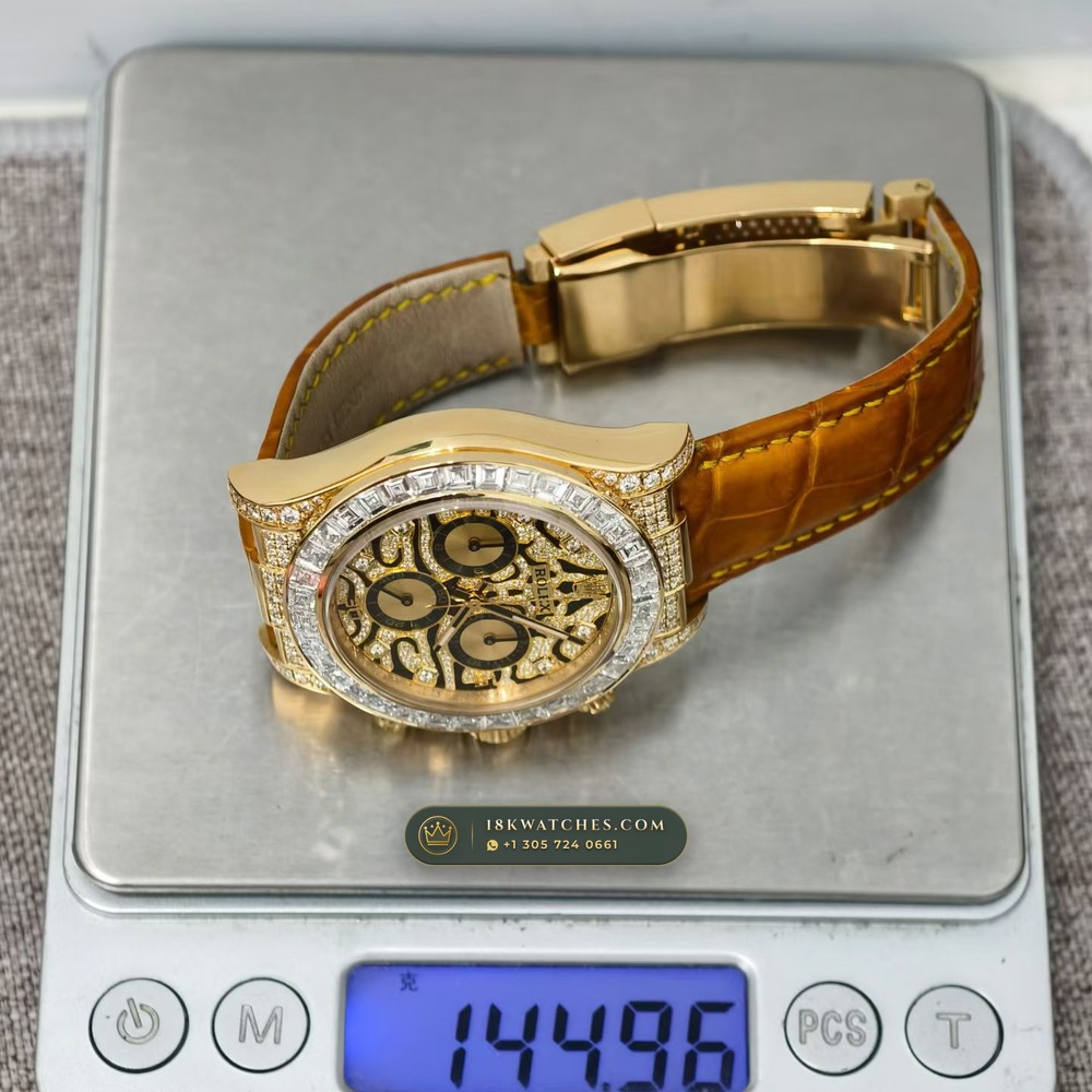 Rolex Cosmograph Daytona Baguette Diamond Edition 18K Yellow Gold Ref. 116588TBR — Studio Gallery Plate IX in 18K Yellow Gold Au750 (160.4g Verified Mass, Rolex Manufacture Cal. 4130 - 72h Power Reserve)