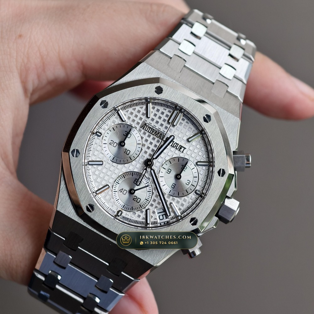 Audemars Piguet Royal Oak Selfwinding Chronograph 41mm Custom Tapestry Dial Deep Crystal Optics Ref. 26240ST — Studio Gallery Plate II in 904L Stainless Steel Custom Architecture (180.6g Verified Mass, Audemars Piguet Cal. 4401 Flyback Chronograph)