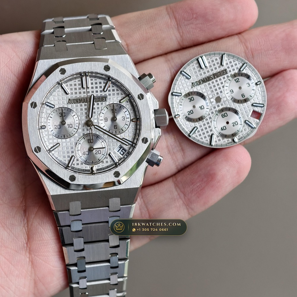 Audemars Piguet Royal Oak Selfwinding Chronograph 41mm Custom Tapestry Dial Deep Crystal Optics Ref. 26240ST — Studio Gallery Plate IV in 904L Stainless Steel Custom Architecture (180.6g Verified Mass, Audemars Piguet Cal. 4401 Flyback Chronograph)