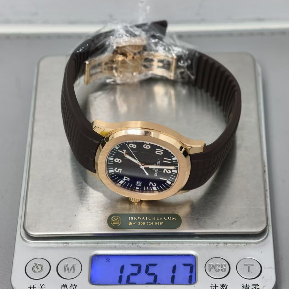 Patek Philippe Aquanaut Extra-Large Self-Winding 18K Rose Gold Custom SW Dial Free-Sprung Calibre Ref. 5167R — Studio Gallery Plate XIV in 18K Rose Gold Au750 (108.2g Verified Mass, Patek Philippe Cal. 324 S C - 21K Gold Rotor)