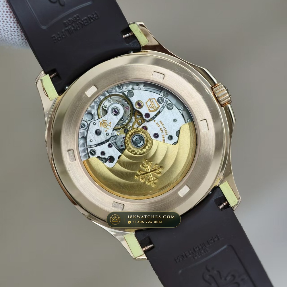 Patek Philippe Aquanaut Extra-Large Self-Winding 18K Rose Gold Custom SW Dial Free-Sprung Calibre Ref. 5167R — Studio Gallery Plate VIII in 18K Rose Gold Au750 (108.2g Verified Mass, Patek Philippe Cal. 324 S C - 21K Gold Rotor)