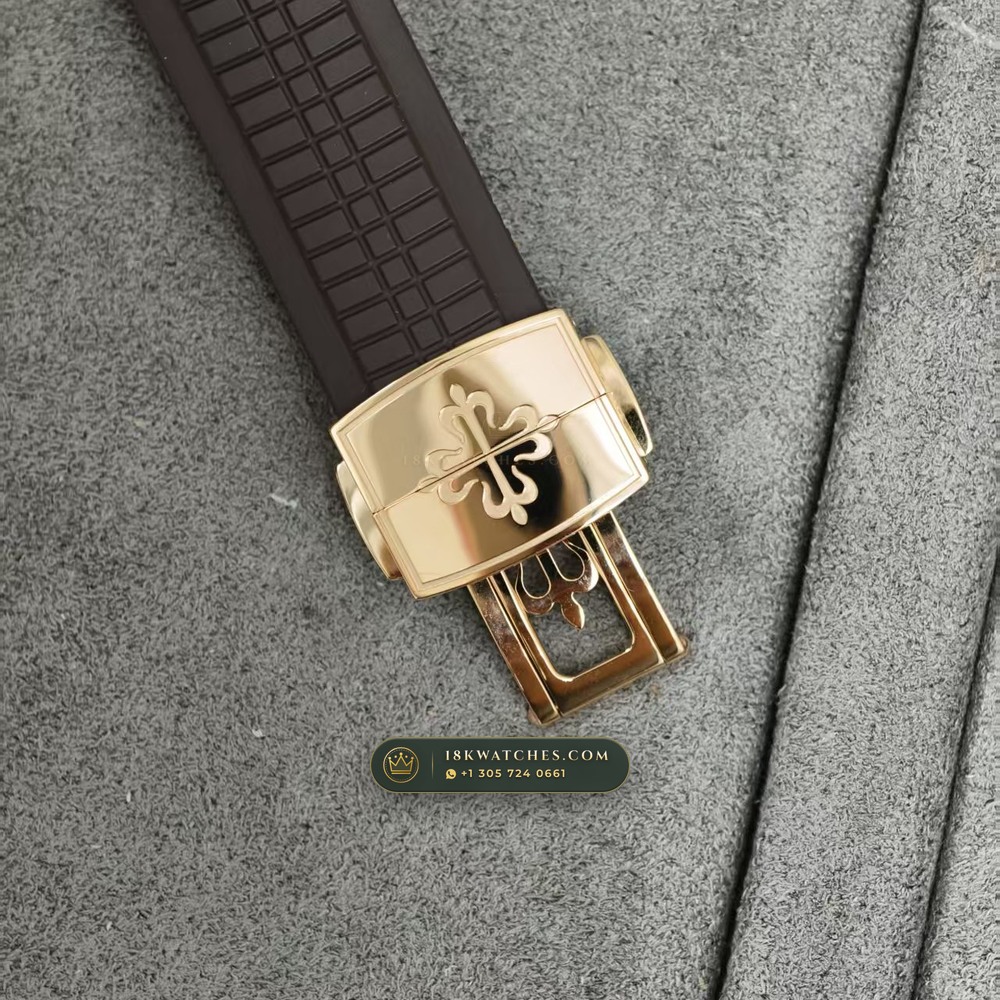Patek Philippe Aquanaut Extra-Large Self-Winding 18K Rose Gold Custom SW Dial Free-Sprung Calibre Ref. 5167R — Studio Gallery Plate IX in 18K Rose Gold Au750 (108.2g Verified Mass, Patek Philippe Cal. 324 S C - 21K Gold Rotor)