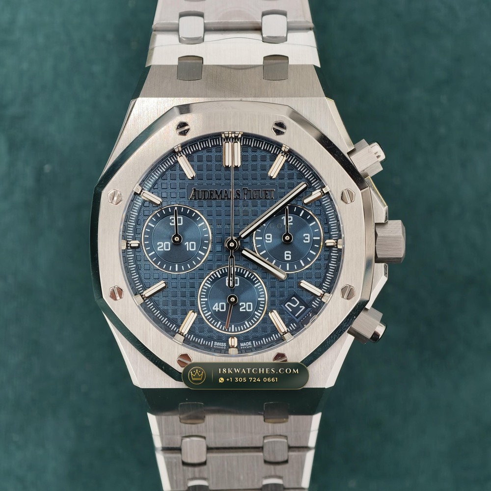 Audemars Piguet Royal Oak Selfwinding Chronograph 41mm Custom Tapestry Dial 22K Gold Rotor Ref. 26240ST — Studio Gallery Plate II in 904L Stainless Steel Custom Architecture (180.3g Verified Mass, Audemars Piguet Cal. 4401 Flyback Chronograph)