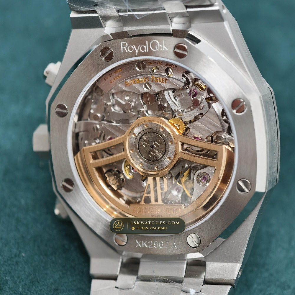 Audemars Piguet Royal Oak Selfwinding Chronograph 41mm Custom Tapestry Dial 22K Gold Rotor Ref. 26240ST — Studio Gallery Plate VI in 904L Stainless Steel Custom Architecture (180.3g Verified Mass, Audemars Piguet Cal. 4401 Flyback Chronograph)