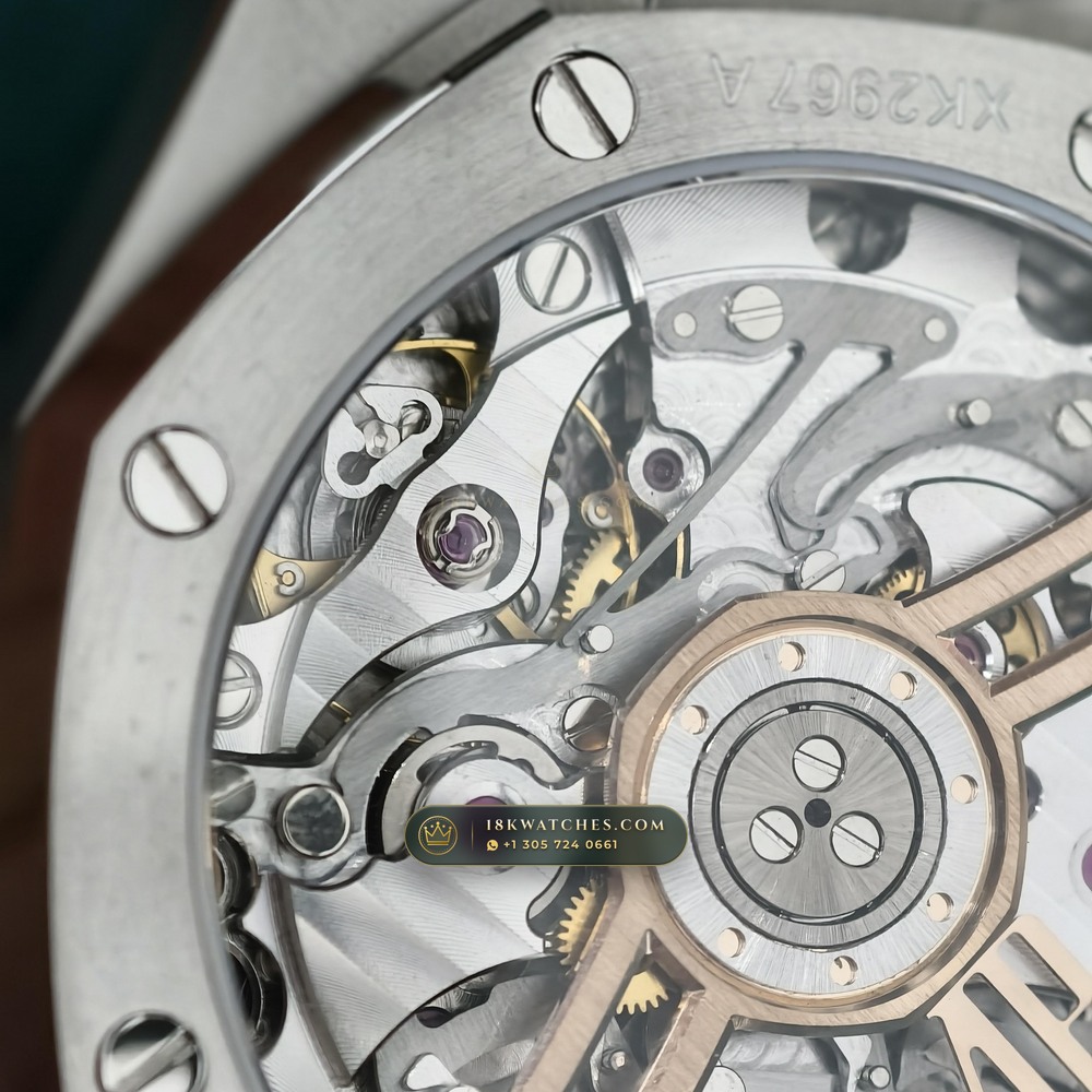 Audemars Piguet Royal Oak Selfwinding Chronograph 41mm Custom Tapestry Dial 22K Gold Rotor Ref. 26240ST — Studio Gallery Plate VII in 904L Stainless Steel Custom Architecture (180.3g Verified Mass, Audemars Piguet Cal. 4401 Flyback Chronograph)
