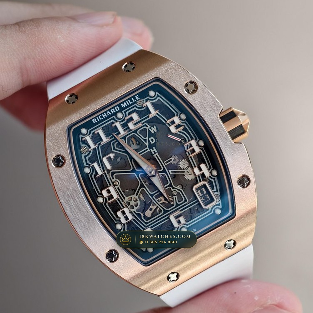 Richard Mille RM 67-01 Automatic Extra-Flat Skeleton 18K Rose Gold — Studio Gallery Plate II in 18K Rose Gold Au750 (73.8g Verified Mass, Richard Mille Cal. CRMA6 - Platinum Rotor)
