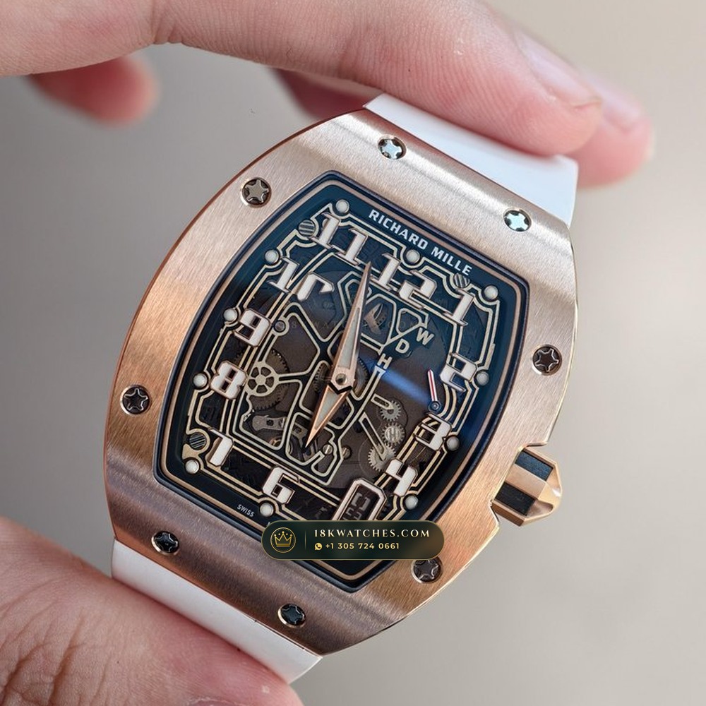 Richard Mille RM 67-01 Automatic Extra-Flat Skeleton 18K Rose Gold — Studio Gallery Plate III in 18K Rose Gold Au750 (73.8g Verified Mass, Richard Mille Cal. CRMA6 - Platinum Rotor)