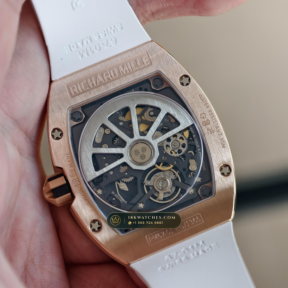 Richard Mille RM 67-01 Automatic Extra-Flat Skeleton 18K Rose Gold — Studio Gallery Plate VIII in 18K Rose Gold Au750 (73.8g Verified Mass, Richard Mille Cal. CRMA6 - Platinum Rotor)