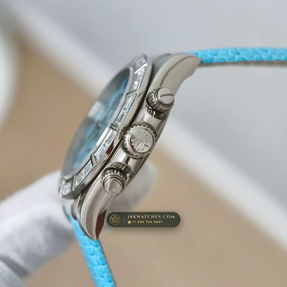 Rolex Cosmograph Daytona Natural Turquoise Dial 18K White Gold Ref. 116589BR — Studio Gallery Plate IV in 18K White Gold Au750 (160.7g Verified Mass, Rolex Manufacture Cal. 4130 - 72h Power Reserve)
