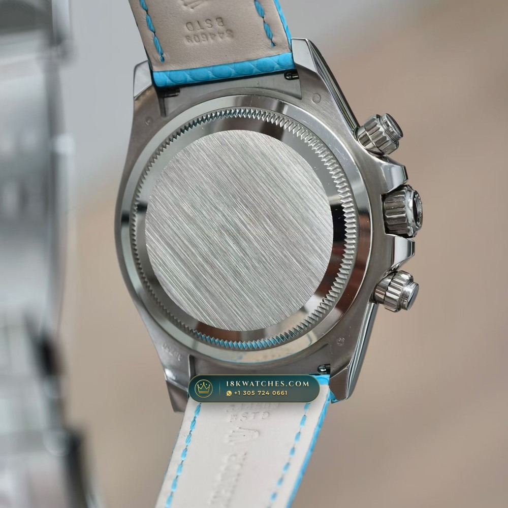 Rolex Cosmograph Daytona Natural Turquoise Dial 18K White Gold Ref. 116589BR — Studio Gallery Plate VI in 18K White Gold Au750 (160.7g Verified Mass, Rolex Manufacture Cal. 4130 - 72h Power Reserve)
