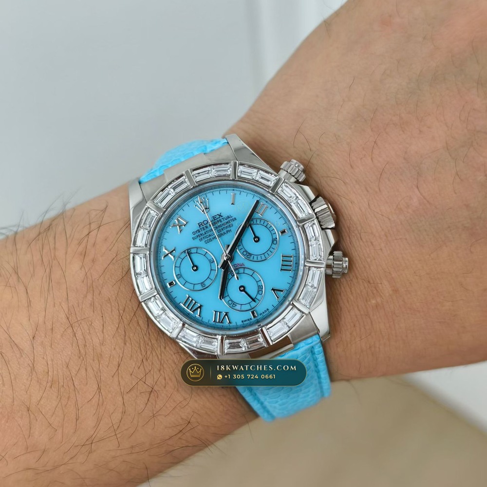 Rolex Cosmograph Daytona Natural Turquoise Dial 18K White Gold Ref. 116589BR — Studio Gallery Plate VIII in 18K White Gold Au750 (160.7g Verified Mass, Rolex Manufacture Cal. 4130 - 72h Power Reserve)