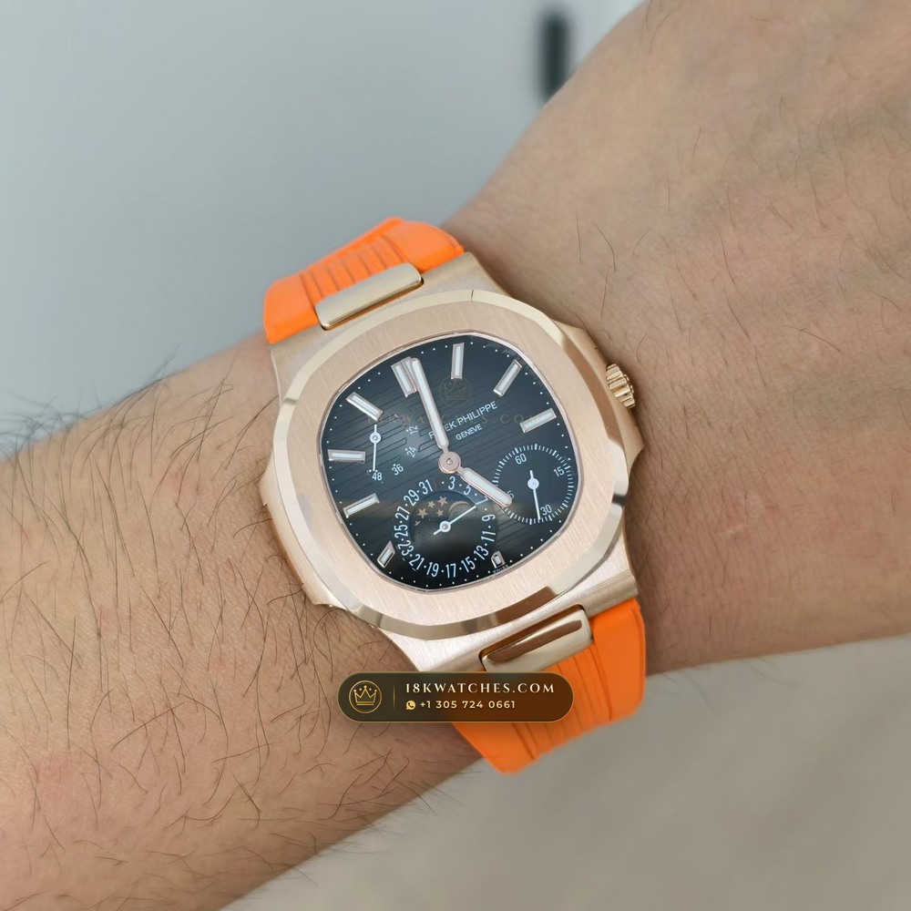 Patek Philippe Nautilus Moonphase & Power Reserve 18K Rose Gold Ref. 5712R — Studio Gallery Plate VIII in 18K Rose Gold Au750 (105.6g Verified Mass, Patek Philippe Cal. 240 PS IRM C LU - 22K Gold Micro-Rotor)