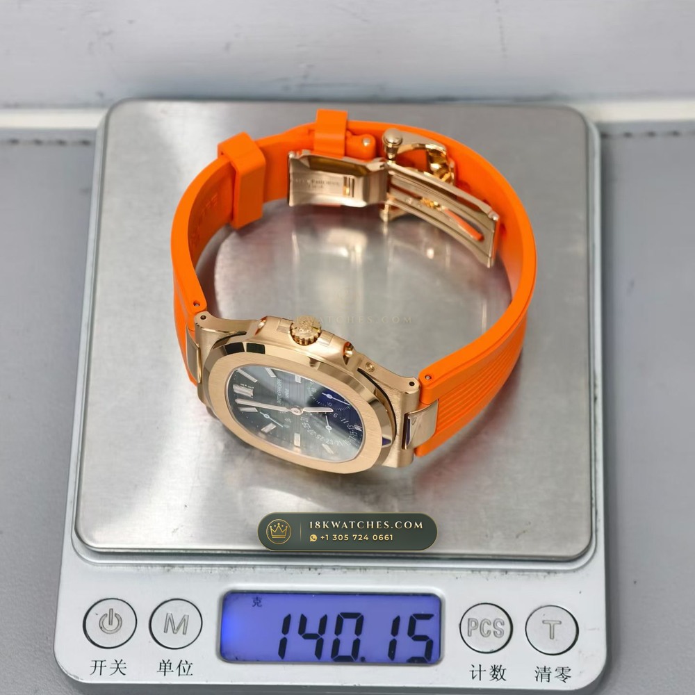 Patek Philippe Nautilus Moonphase & Power Reserve 18K Rose Gold Ref. 5712R — Studio Gallery Plate IX in 18K Rose Gold Au750 (105.6g Verified Mass, Patek Philippe Cal. 240 PS IRM C LU - 22K Gold Micro-Rotor)
