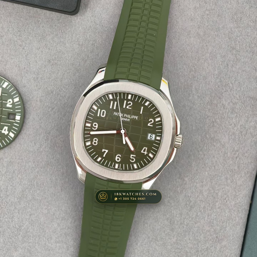 Patek Philippe Aquanaut Jumbo 42.2mm 18K White Gold Custom SW Dial 22K Gold Rotor Ref. 5168G — Studio Gallery Plate III in 18K White Gold Au750 (120.5g Verified Mass, Patek Philippe Cal. 324 S C - 21K Gold Rotor)
