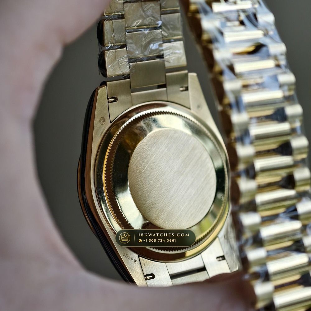 Rolex Day-Date 36 Natural Ferrite Stone Dial 18K Yellow Gold Deep Crystal Optics Ref. 18238 — Studio Gallery Plate VII in 18K Yellow Gold Au750 (141.8g Verified Mass, Rolex Manufacture Cal. 3155)