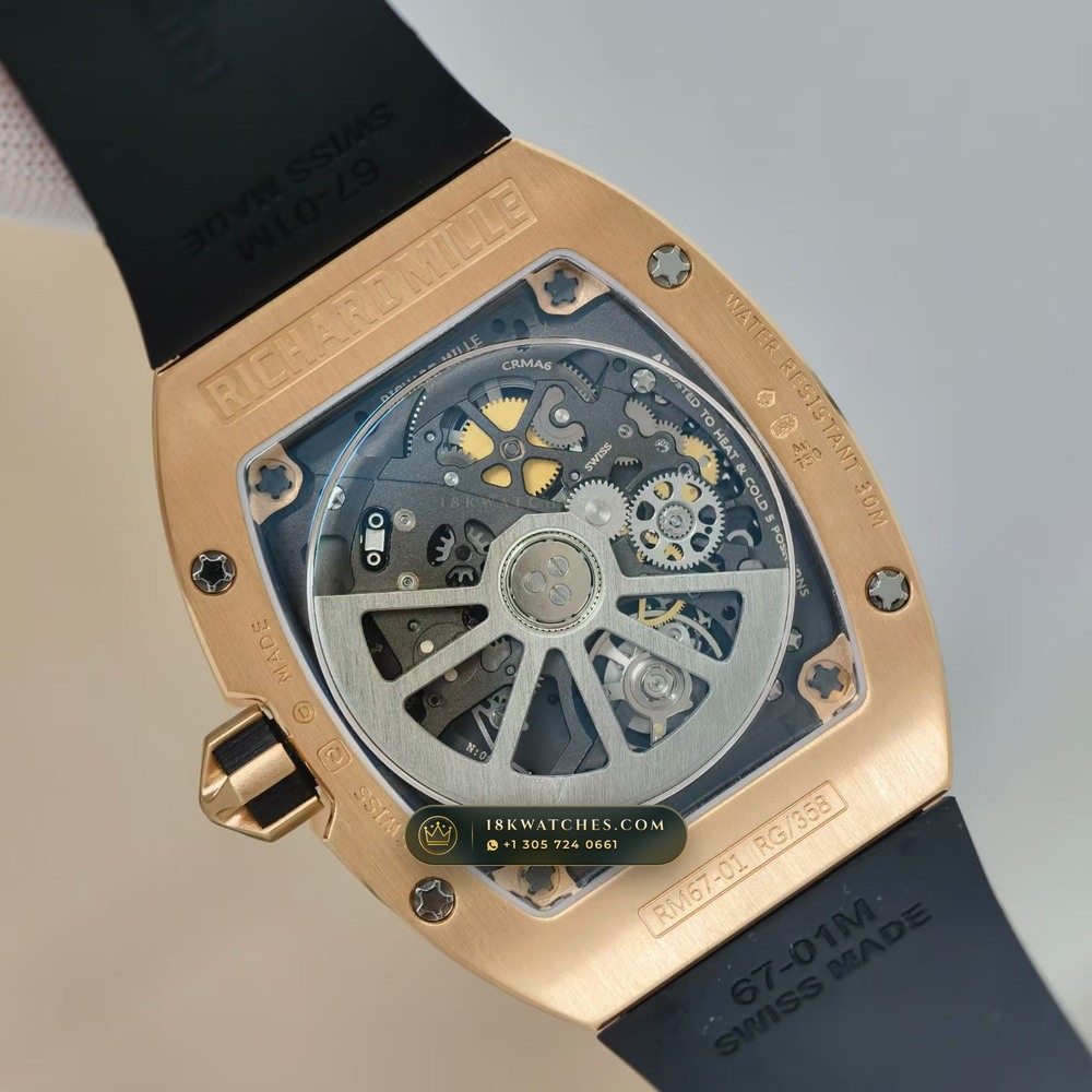 Richard Mille RM 67-01 Automatic Extra-Flat 18K Rose Gold — Studio Gallery Plate VII in 18K Rose Gold Au750 (73.4g Verified Mass, Richard Mille Cal. CRMA6 - Platinum Rotor)