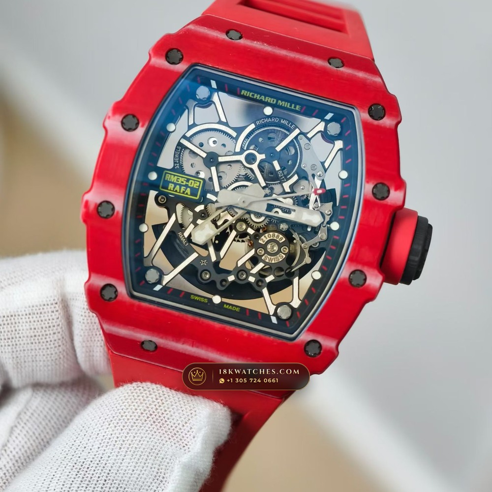 Richard Mille RM 35-02 Rafael Nadal Automatic Crimson Quartz TPT 5-Axis CNC Case — Studio Gallery Plate III in Carbon TPT & Grade 5 Titanium (50.7g Verified Mass, Richard Mille Cal. RMAL1 Variable-Geometry Rotor)