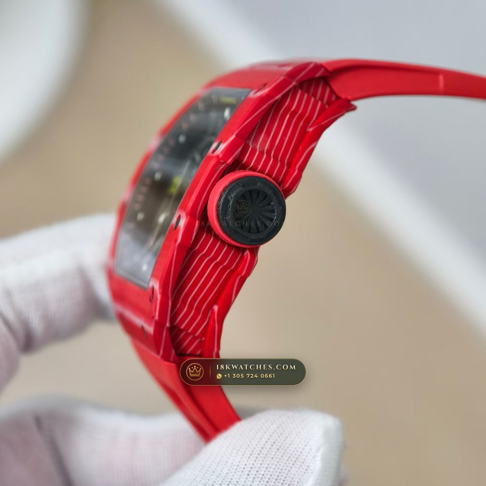 Richard Mille RM 35-02 Rafael Nadal Automatic Crimson Quartz TPT 5-Axis CNC Case — Studio Gallery Plate V in Carbon TPT & Grade 5 Titanium (50.7g Verified Mass, Richard Mille Cal. RMAL1 Variable-Geometry Rotor)