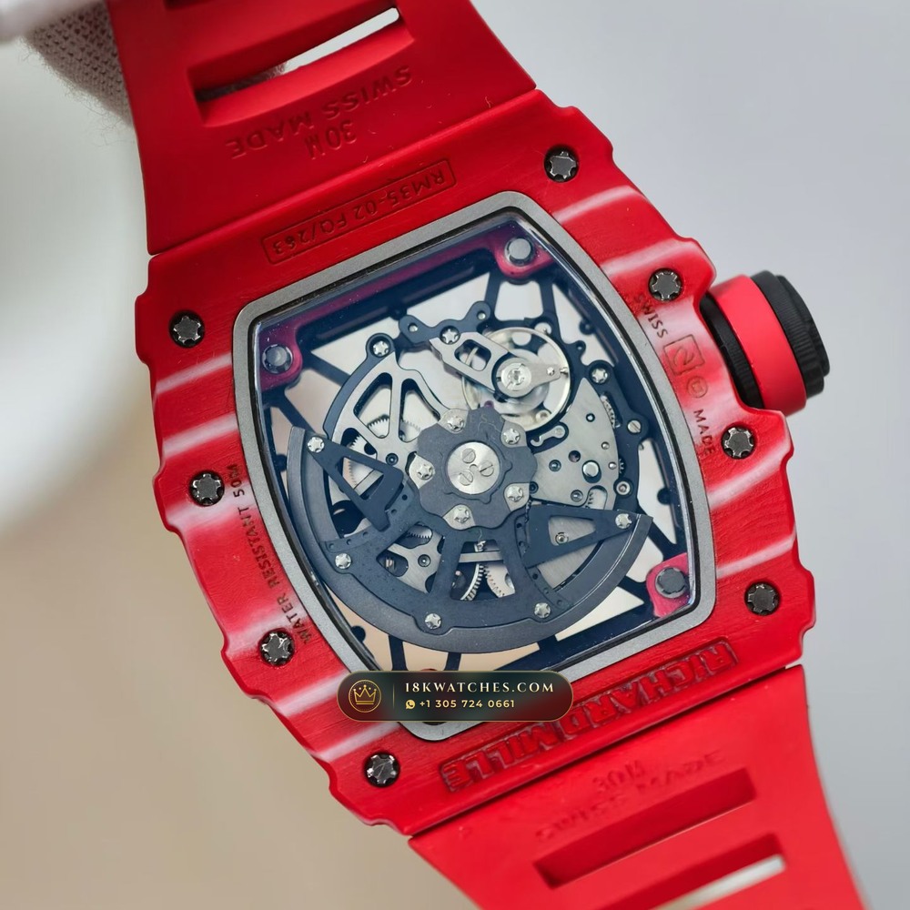 Richard Mille RM 35-02 Rafael Nadal Automatic Crimson Quartz TPT 5-Axis CNC Case — Studio Gallery Plate VII in Carbon TPT & Grade 5 Titanium (50.7g Verified Mass, Richard Mille Cal. RMAL1 Variable-Geometry Rotor)