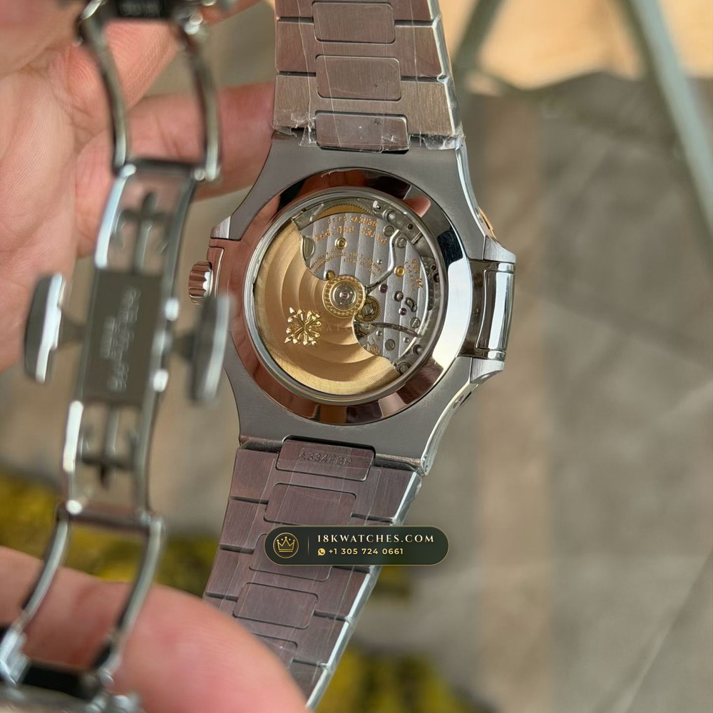 Patek Philippe Nautilus Annual Calendar Moonphase Blue Graduated Dial Ref. 5726/1A-014 — Studio Gallery Plate X in 904L Stainless Steel Custom Architecture (147.6g Verified Mass, Patek Philippe Cal. 324 S QA LU 24H - 21K Gold Rotor)