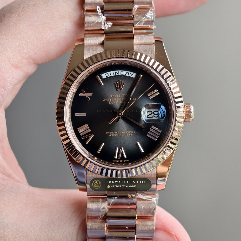 Rolex Day-Date 40 Graduated Slate-Grey Ombre Sunray Dial 18K Everose Gold Ref. 228235
