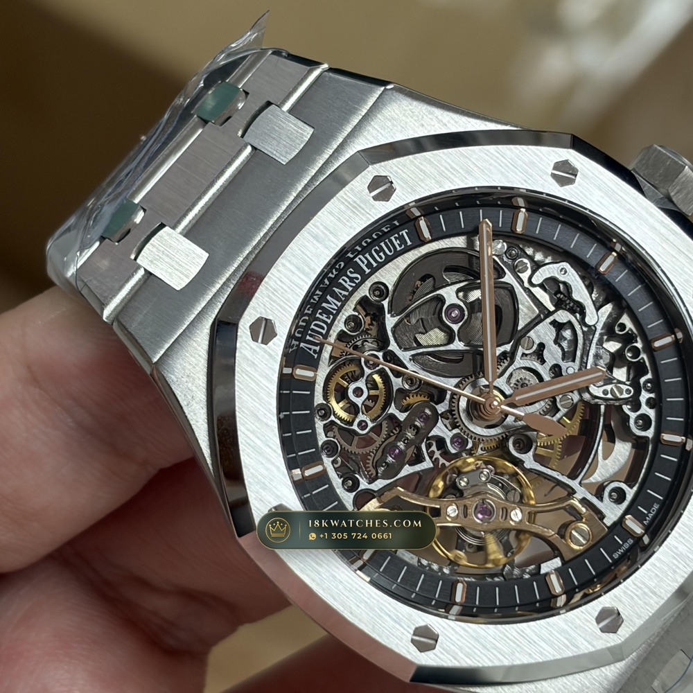 Audemars Piguet Royal Oak Double Balance Wheel Openworked 41mm Geneva Atelier Spec Ref. 15407ST.OO.1220ST.01 — Studio Gallery Plate V in 904L Stainless Steel Custom Architecture (162.4g Verified Mass, Audemars Piguet Cal. 3132 Dual-Balance Openworked)