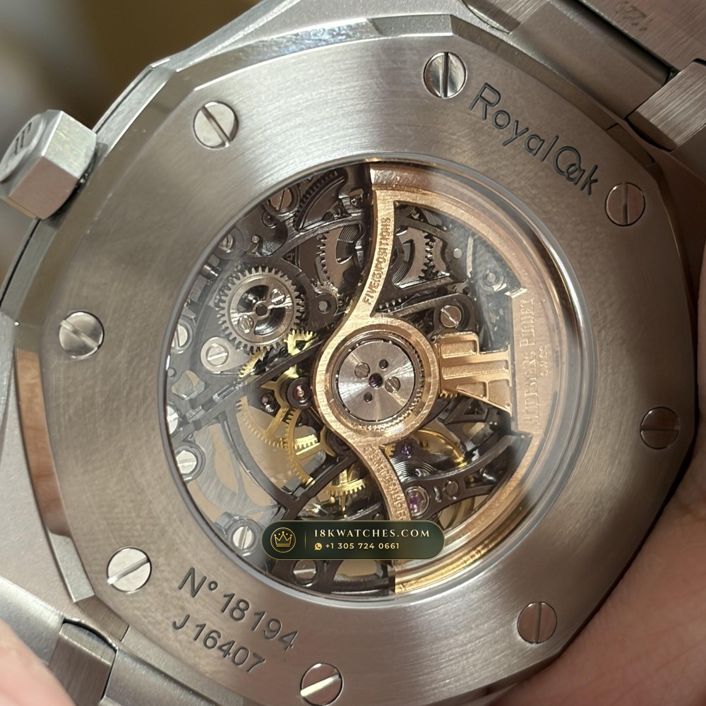 Audemars Piguet Royal Oak Double Balance Wheel Openworked 41mm Geneva Atelier Spec Ref. 15407ST.OO.1220ST.01 — Studio Gallery Plate VII in 904L Stainless Steel Custom Architecture (162.4g Verified Mass, Audemars Piguet Cal. 3132 Dual-Balance Openworked)