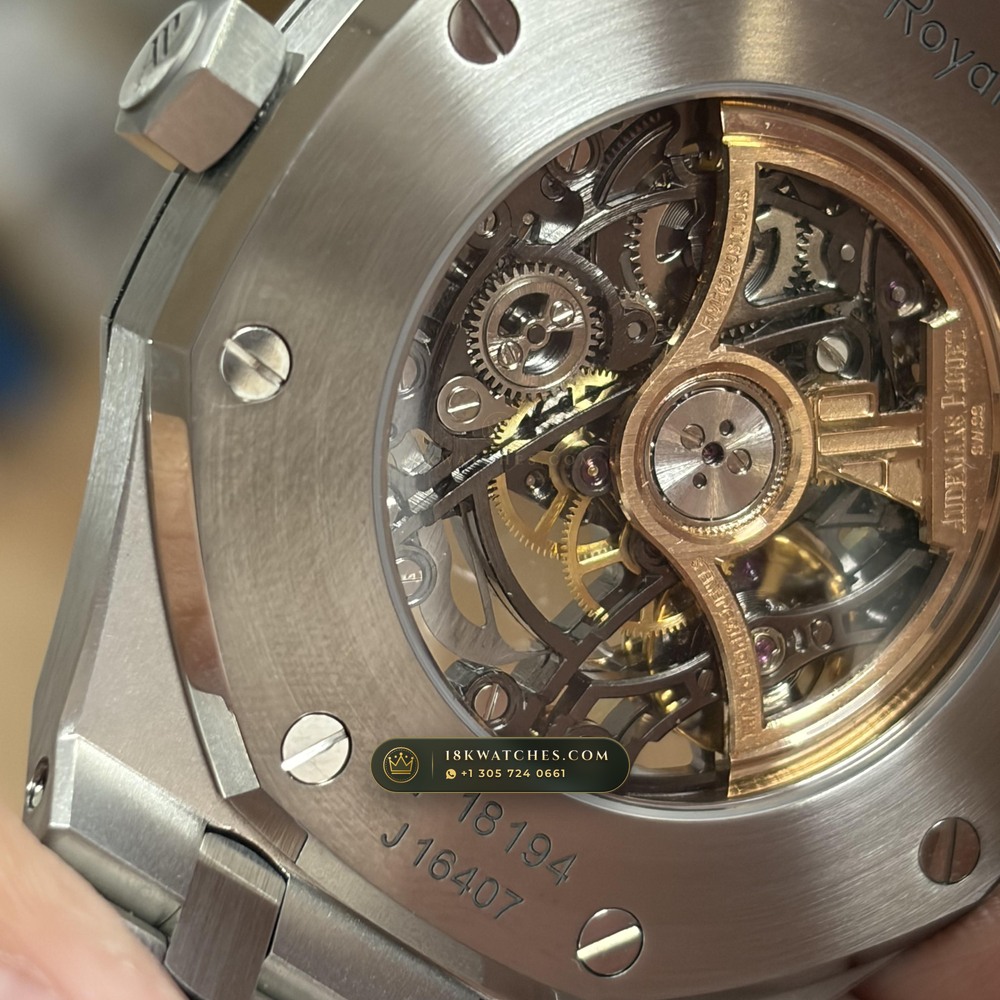 Audemars Piguet Royal Oak Double Balance Wheel Openworked 41mm Geneva Atelier Spec Ref. 15407ST.OO.1220ST.01 — Studio Gallery Plate VIII in 904L Stainless Steel Custom Architecture (162.4g Verified Mass, Audemars Piguet Cal. 3132 Dual-Balance Openworked)