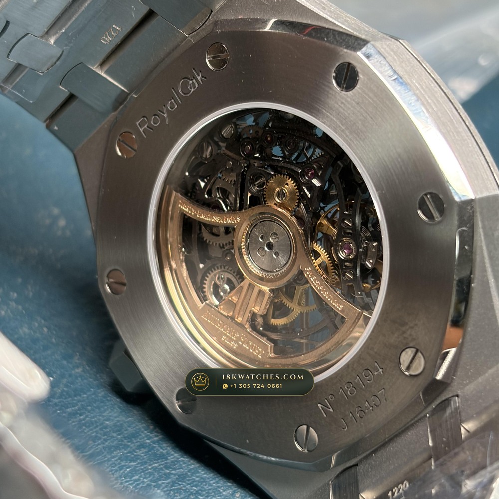 Audemars Piguet Royal Oak Double Balance Wheel Openworked 41mm Geneva Atelier Spec Ref. 15407ST.OO.1220ST.01 — Studio Gallery Plate IX in 904L Stainless Steel Custom Architecture (162.4g Verified Mass, Audemars Piguet Cal. 3132 Dual-Balance Openworked)