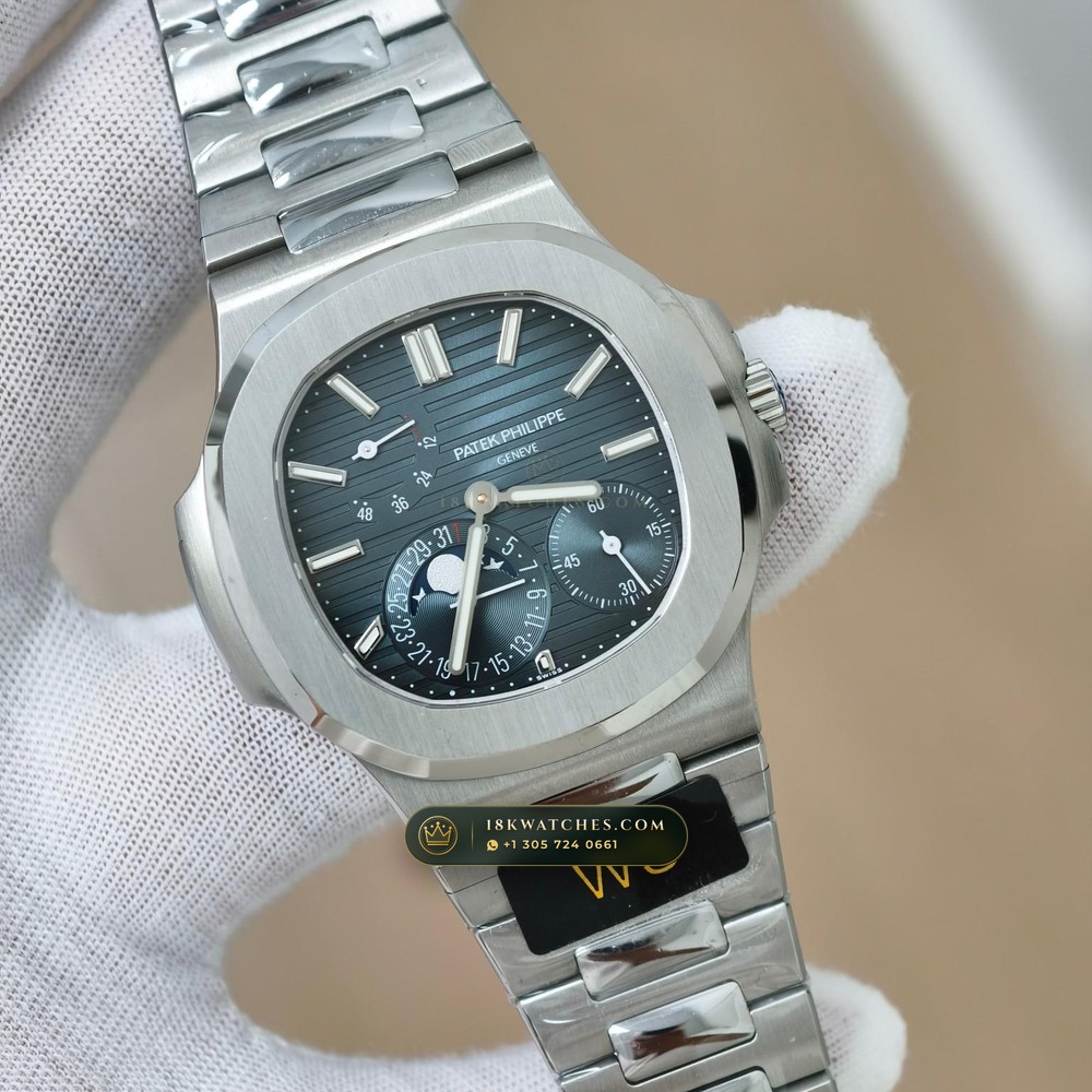Patek Philippe Nautilus Moonphase & Power Reserve 5-Axis CNC Case Ref. 5712/1A — Studio Gallery Plate II in 904L Stainless Steel Custom Architecture (116.3g Verified Mass, Patek Philippe Cal. 240 PS IRM C LU - 22K Gold Micro-Rotor)
