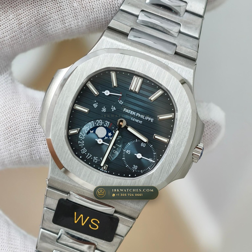 Patek Philippe Nautilus Moonphase & Power Reserve 5-Axis CNC Case Ref. 5712/1A — Studio Gallery Plate III in 904L Stainless Steel Custom Architecture (116.3g Verified Mass, Patek Philippe Cal. 240 PS IRM C LU - 22K Gold Micro-Rotor)