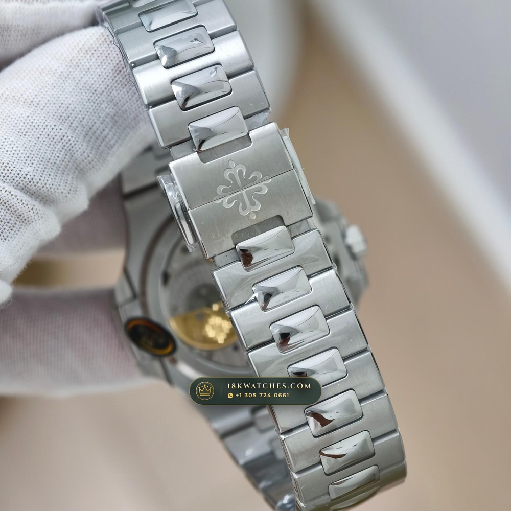Patek Philippe Nautilus Moonphase & Power Reserve 5-Axis CNC Case Ref. 5712/1A — Studio Gallery Plate VII in 904L Stainless Steel Custom Architecture (116.3g Verified Mass, Patek Philippe Cal. 240 PS IRM C LU - 22K Gold Micro-Rotor)