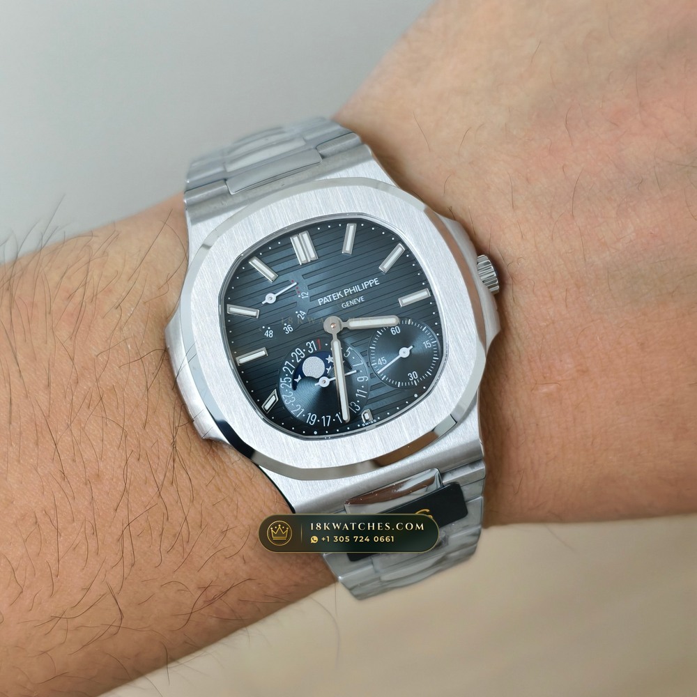 Patek Philippe Nautilus Moonphase & Power Reserve 5-Axis CNC Case Ref. 5712/1A — Studio Gallery Plate VIII in 904L Stainless Steel Custom Architecture (116.3g Verified Mass, Patek Philippe Cal. 240 PS IRM C LU - 22K Gold Micro-Rotor)