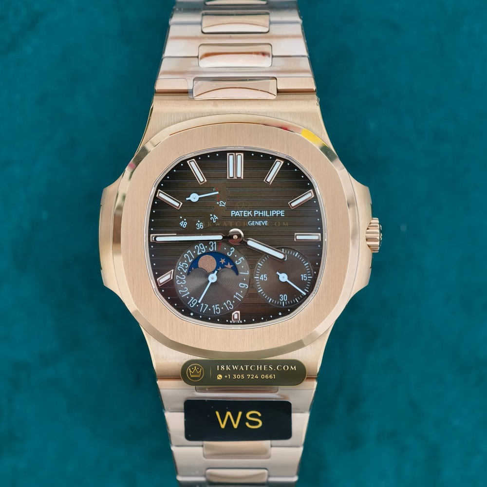 Patek Philippe Nautilus Moonphase & Power Reserve 18K Rose Gold 5-Axis CNC Case Ref. 5712/1R-001