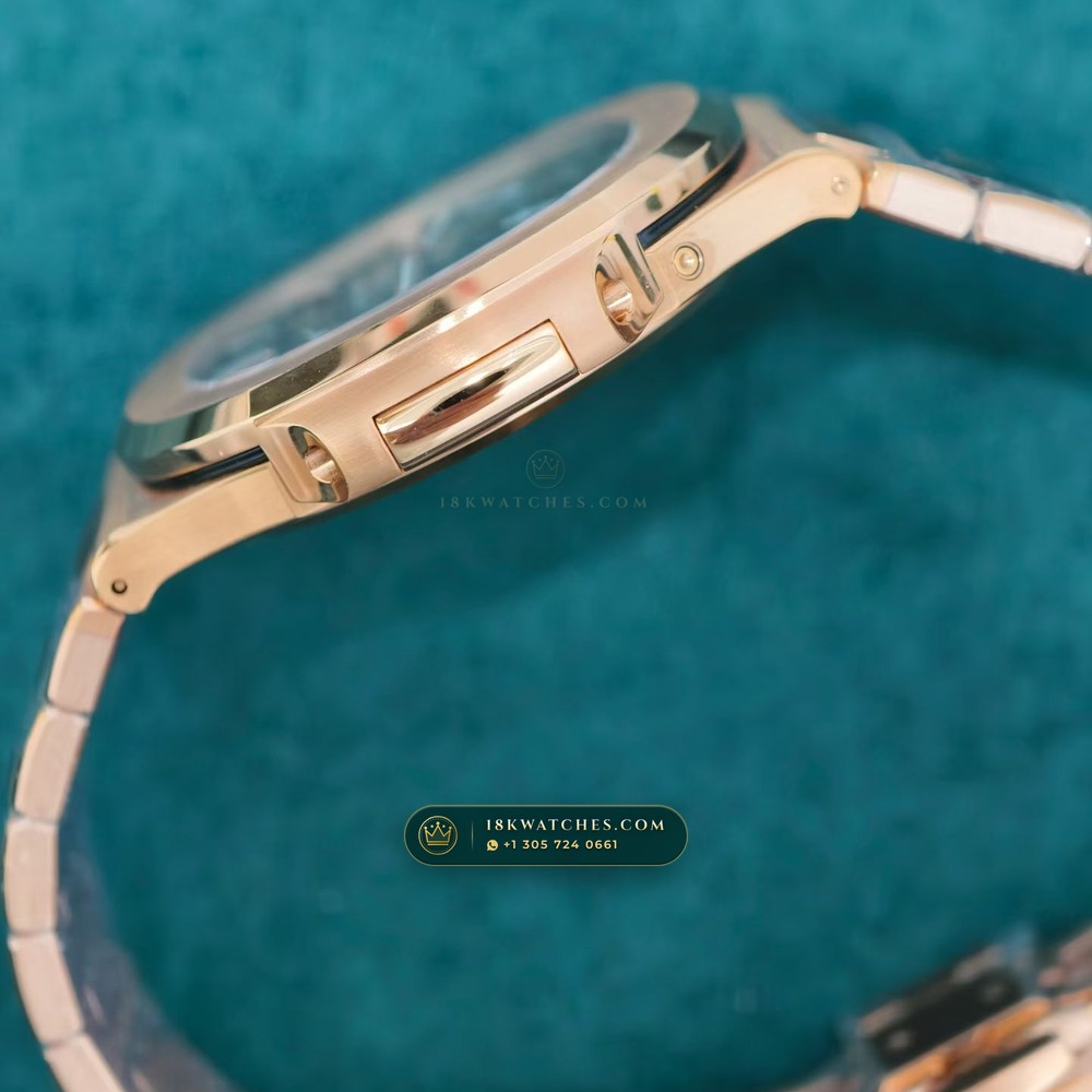 Patek Philippe Nautilus Moonphase & Power Reserve 18K Rose Gold 5-Axis CNC Case Ref. 5712/1R-001 — Studio Gallery Plate VI in 18K Rose Gold Au750 (186.2g Verified Mass, Patek Philippe Cal. 240 PS IRM C LU - 22K Gold Micro-Rotor)