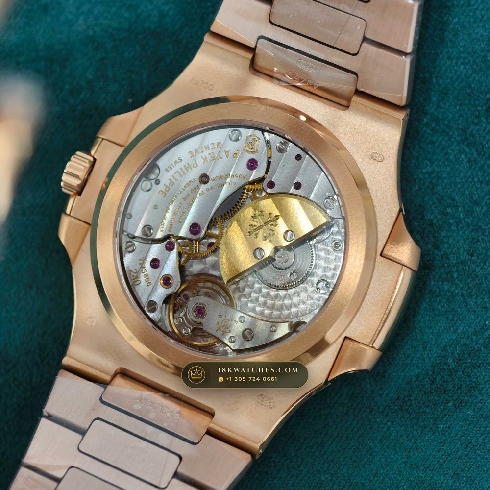 Patek Philippe Nautilus Moonphase & Power Reserve 18K Rose Gold 5-Axis CNC Case Ref. 5712/1R-001 — Studio Gallery Plate VII in 18K Rose Gold Au750 (186.2g Verified Mass, Patek Philippe Cal. 240 PS IRM C LU - 22K Gold Micro-Rotor)