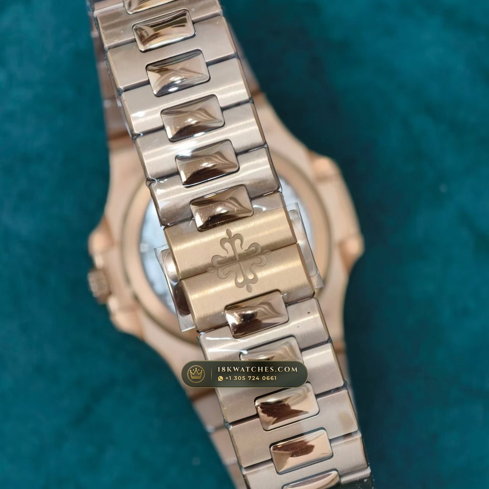 Patek Philippe Nautilus Moonphase & Power Reserve 18K Rose Gold 5-Axis CNC Case Ref. 5712/1R-001 — Studio Gallery Plate VIII in 18K Rose Gold Au750 (186.2g Verified Mass, Patek Philippe Cal. 240 PS IRM C LU - 22K Gold Micro-Rotor)