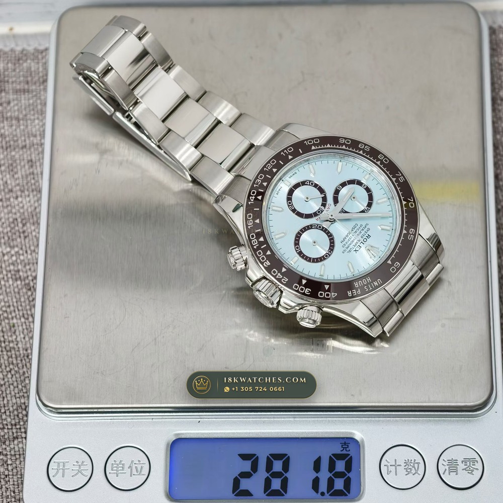Rolex Cosmograph Daytona Platona Ice-Blue & Chestnut Cerachrom 950 Platinum Ref. 126506 — Studio Gallery Plate VIII in 950 Platinum Pt950 (282.0g Verified Mass, Rolex Manufacture Cal. 4131 - 72h Power Reserve)