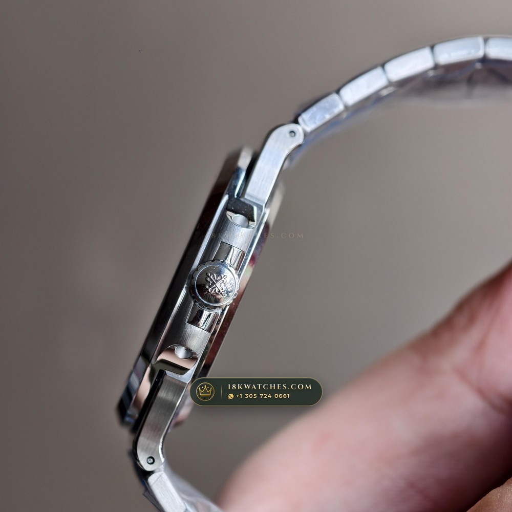 Patek Philippe Nautilus Self-Winding 41mm 18K White Gold Custom SW Dial 22K Gold Rotor Ref. 5811/1G-001 — Studio Gallery Plate V in 18K White Gold Au750 (181.2g Verified Mass, Patek Philippe Cal. 26-330 S C - 21K Gold Rotor)