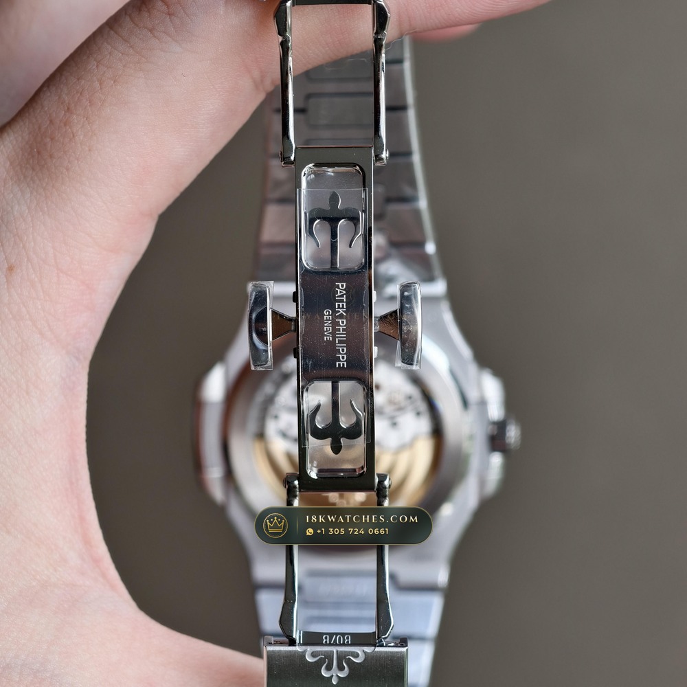 Patek Philippe Nautilus Self-Winding 41mm 18K White Gold Custom SW Dial 22K Gold Rotor Ref. 5811/1G-001 — Studio Gallery Plate IX in 18K White Gold Au750 (181.2g Verified Mass, Patek Philippe Cal. 26-330 S C - 21K Gold Rotor)