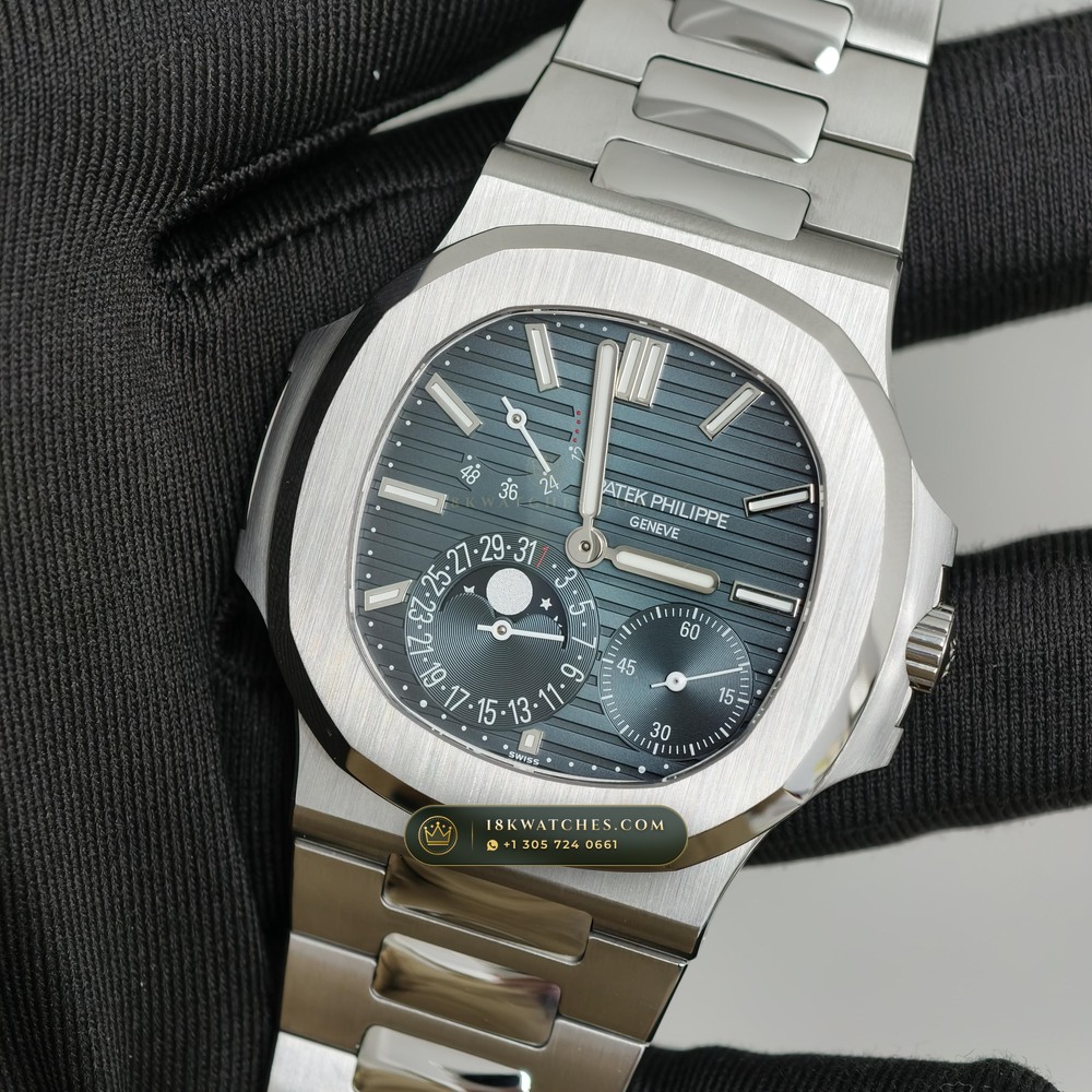 Patek Philippe Nautilus Moonphase & Power Reserve Geneva Atelier Spec Ref. 5712/1A — Studio Gallery Plate II in 904L Stainless Steel Custom Architecture (116.8g Verified Mass, Patek Philippe Cal. 240 PS IRM C LU - 22K Gold Micro-Rotor)