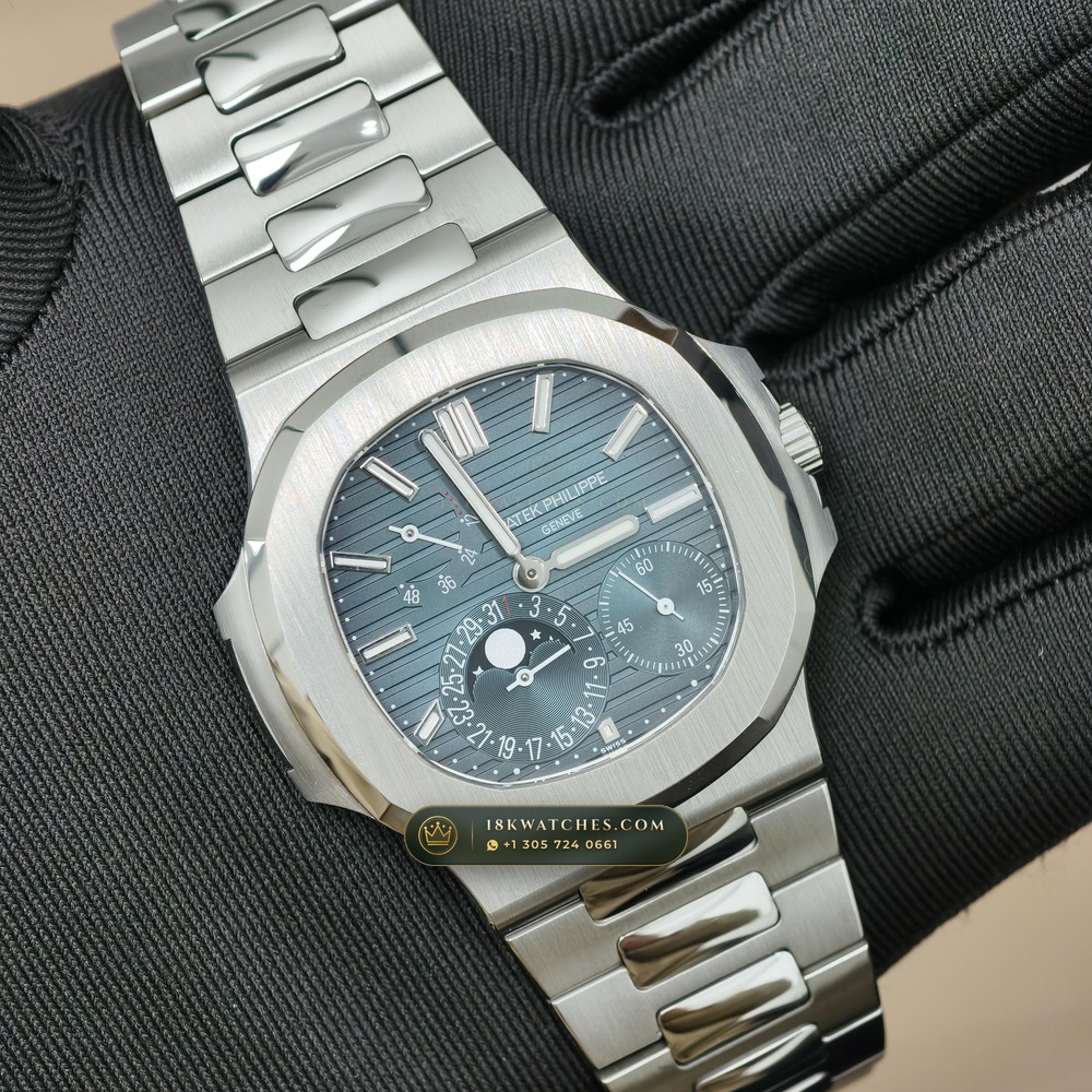 Patek Philippe Nautilus Moonphase & Power Reserve Geneva Atelier Spec Ref. 5712/1A — Studio Gallery Plate III in 904L Stainless Steel Custom Architecture (116.8g Verified Mass, Patek Philippe Cal. 240 PS IRM C LU - 22K Gold Micro-Rotor)