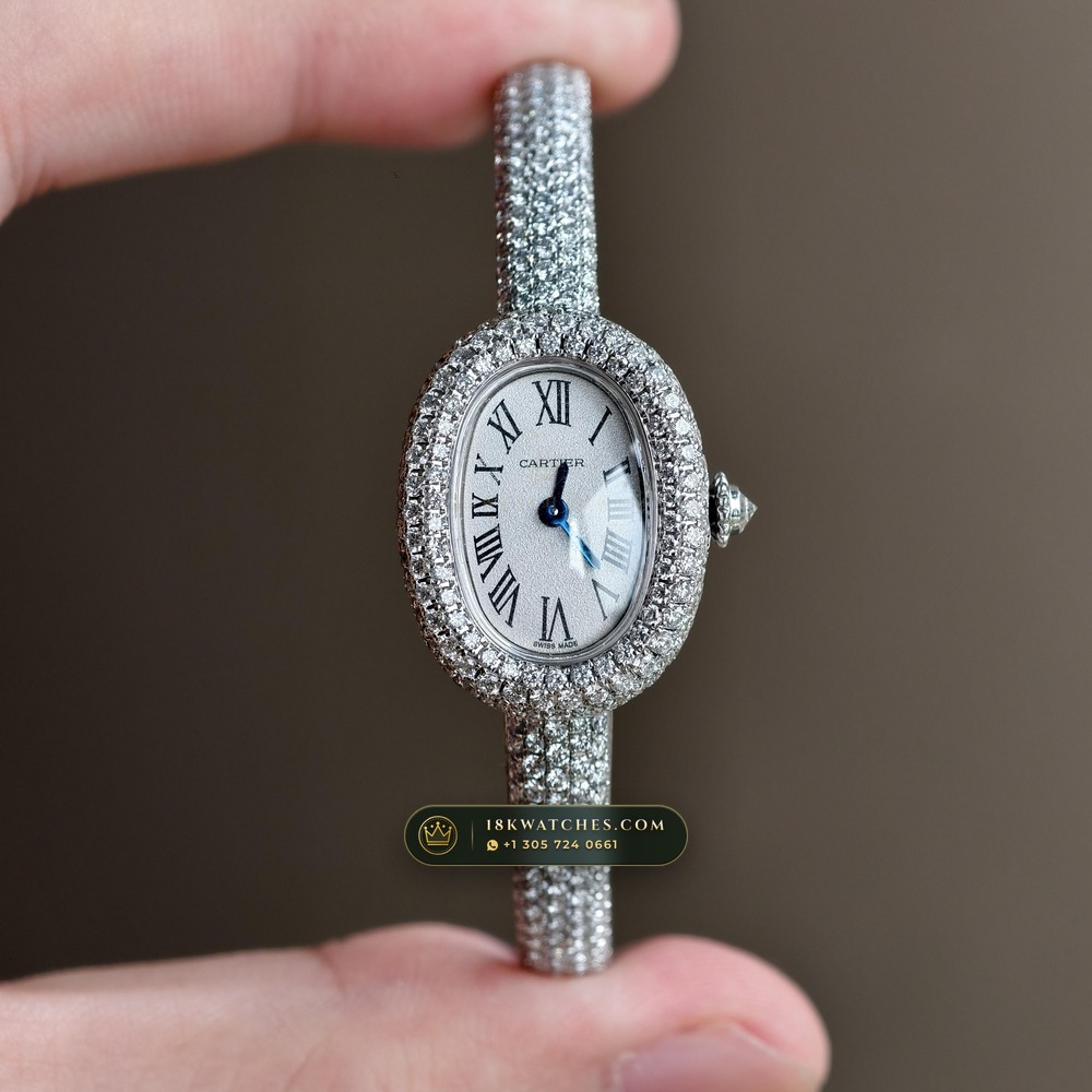 Cartier Baignoire Allongee High Jewelry Diamond Pave 18K White Gold Ref. HPI01773