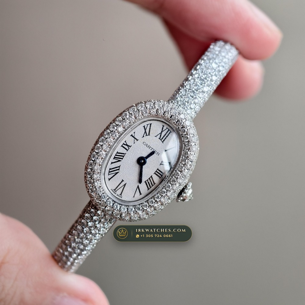 Cartier Baignoire Allongee High Jewelry Diamond Pave 18K White Gold Ref. HPI01773 — Studio Gallery Plate II in 18K White Gold Au750 (62.7g Verified Mass, Cartier Precision Horological Movement)