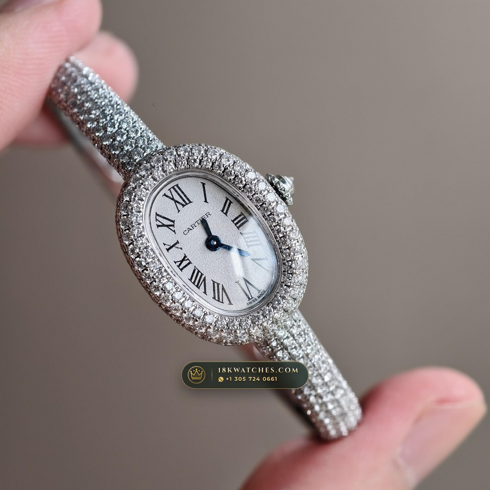 Cartier Baignoire Allongee High Jewelry Diamond Pave 18K White Gold Ref. HPI01773 — Studio Gallery Plate III in 18K White Gold Au750 (62.7g Verified Mass, Cartier Precision Horological Movement)